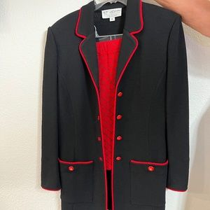 St John Black/Red Skirt Suit